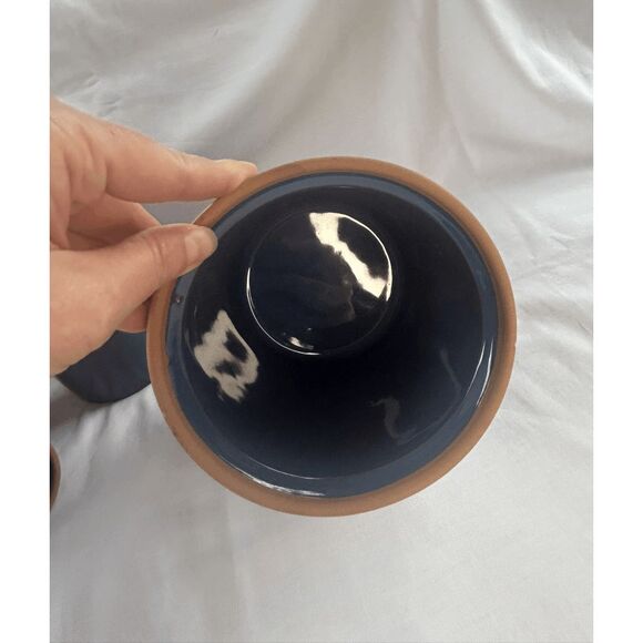 Three Piece Dark Blue Crockery/Jar/Canister Set, Unbranded, Made in Italy - Picture 2 of 10